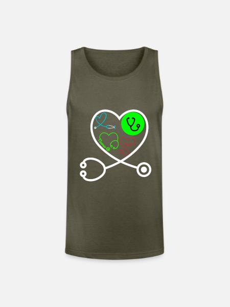 Stethoscope - Unisex Tri-Blend Organic Tank - heather olive