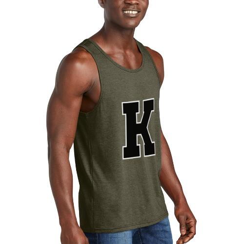 Varsity Letter K Collegiate Font Design - Unisex Tri-Blend Organic Tank