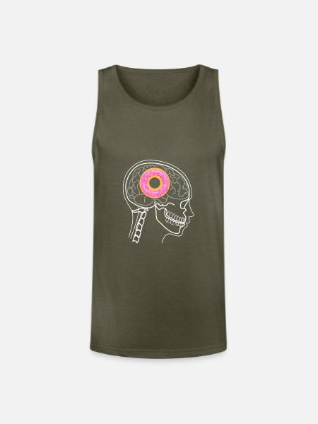 DONUT ON BRAIN X-RAY DESIGN - Unisex Tri-Blend Organic Tank - heather olive
