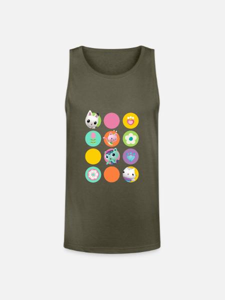 Gabbys Dollhouse Gabbys Friends & Colorful Symbols - Unisex Tri-Blend Organic Tank - heather olive