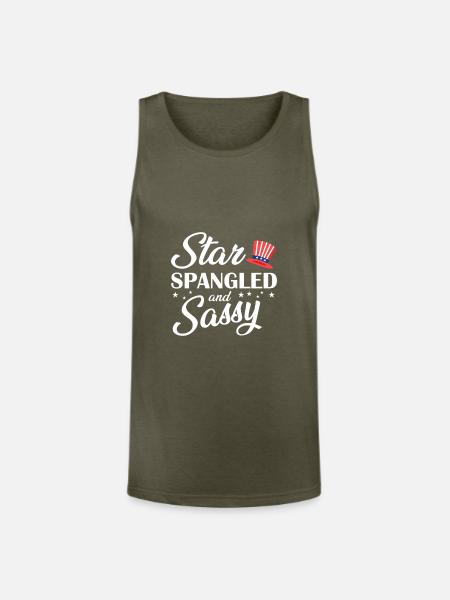 Star Spangled and Sassy - Unisex Tri-Blend Organic Tank - heather olive