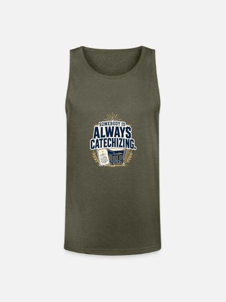 Somebody Is Always Catechizing Homeschool - Unisex Tri-Blend Organic Tank - heather olive