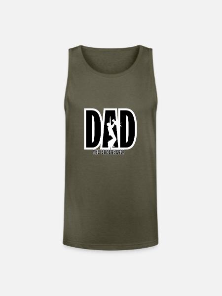 Dad Superhero Silhouette - Unisex Tri-Blend Organic Tank - heather olive