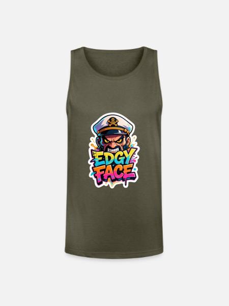 Edgy Face Sailor - Unisex Tri-Blend Organic Tank - heather olive