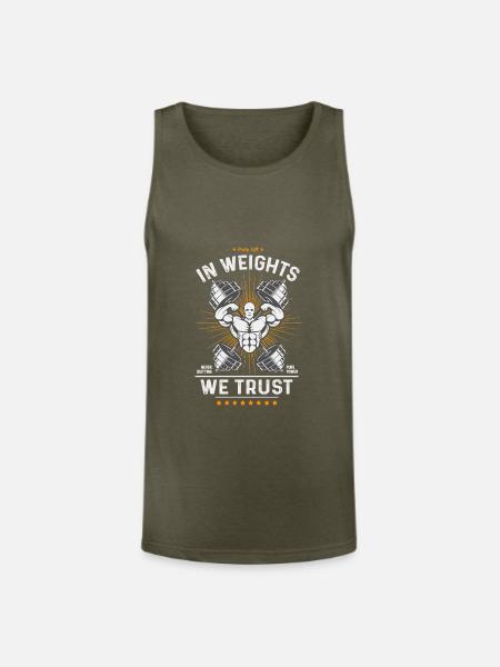 Weights We Trust Gym Emblem - Unisex Tri-Blend Organic Tank - heather olive