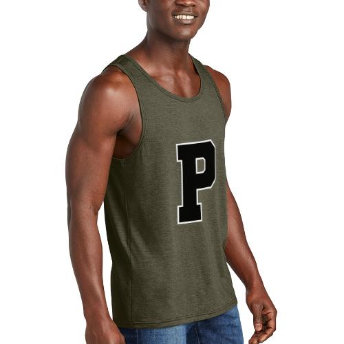 Varsity Letter P Athletic Alphabet Design - Unisex Tri-Blend Organic Tank
