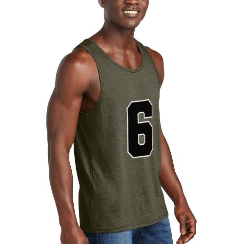 Varsity Number 6 Sports Font - Unisex Tri-Blend Organic Tank