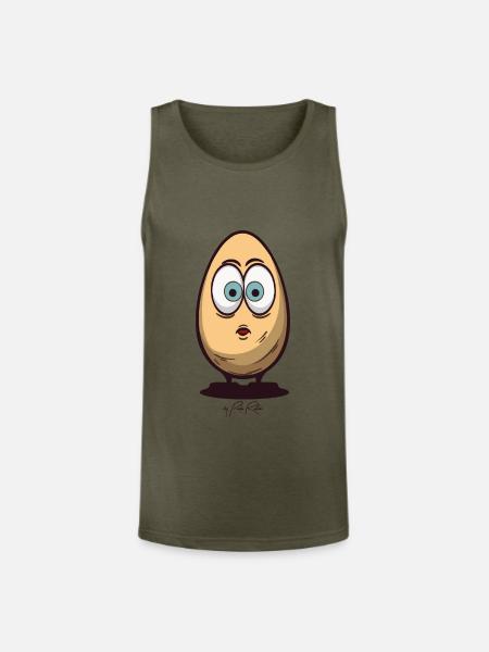 Surprised Egg - Unisex Tri-Blend Organic Tank - heather olive