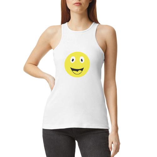 Yellow Happy Face Print - American Apparel Women’s Racerneck Tank