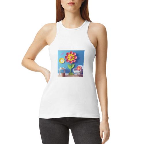 Flower design and harmony of environmental well-be - American Apparel Women’s Racerneck Tank