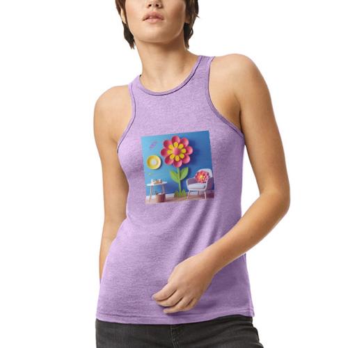 Flower design and harmony of environmental well-be - American Apparel Women’s Racerneck Tank