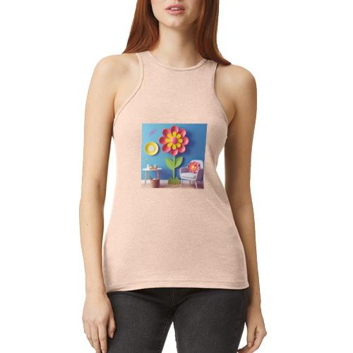Flower design and harmony of environmental well-be - American Apparel Women’s Racerneck Tank