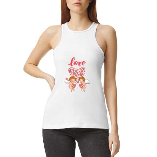 Cupid Love Designs, cupid love angel vibration. - American Apparel Women’s Racerneck Tank