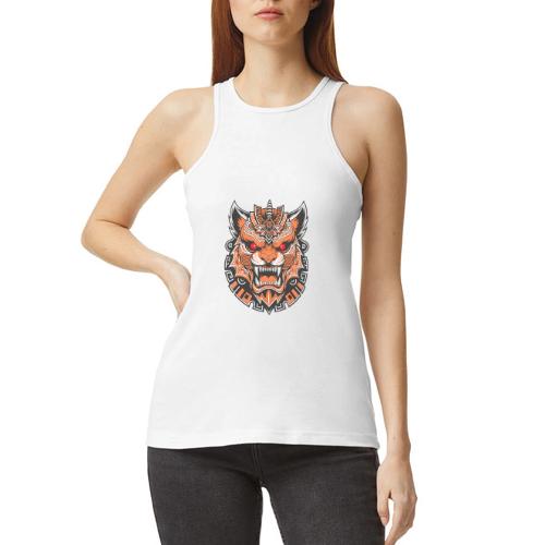 Tribal Demon Wolf Mask - American Apparel Women’s Racerneck Tank
