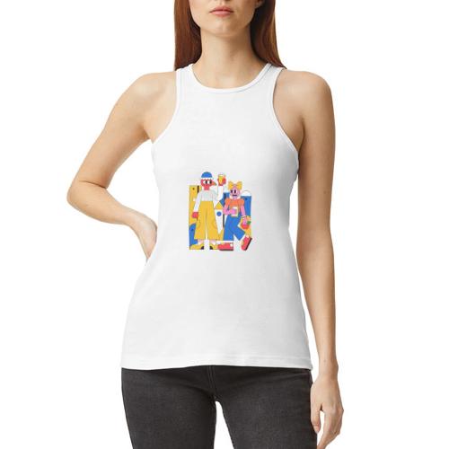 Bold Geometric Duo Pop Art - American Apparel Women’s Racerneck Tank