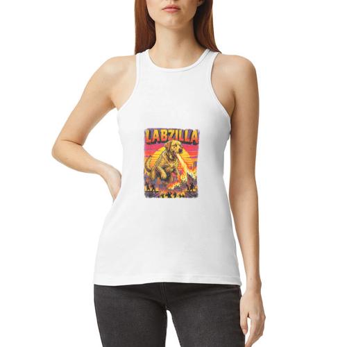 Labzilla Giant Yellow Labrador Monster Tee - American Apparel Women’s Racerneck Tank
