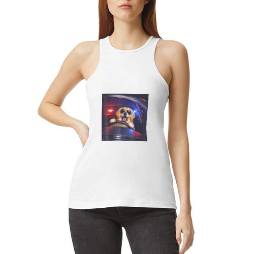 Funny Police Golden Retriever Meme Tee - American Apparel Women’s Racerneck Tank