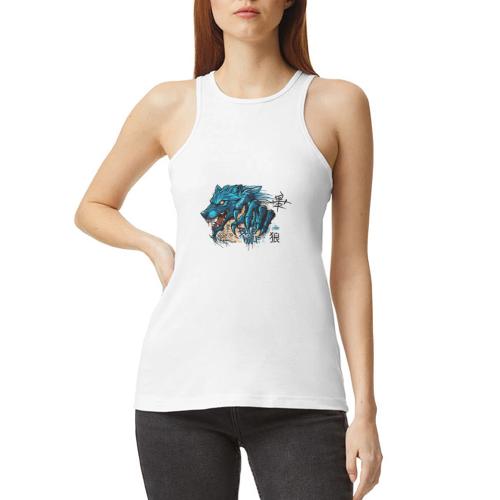 Blue Wolf Graffiti Street Art - American Apparel Women’s Racerneck Tank