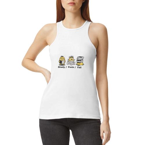 Funny Student Study Panic Fail Back To School - American Apparel Women’s Racerneck Tank