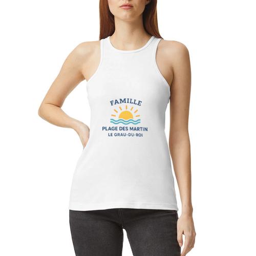 Family Beach Shirt – Plage des Martin Design - American Apparel Women’s Racerneck Tank