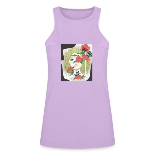Girl with Rose Vine - American Apparel Women’s Racerneck Tank