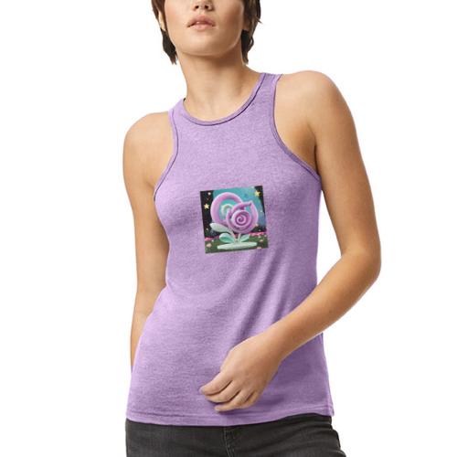 Lila Bloom | Double Floral Eco-Inspired Art - American Apparel Women’s Racerneck Tank