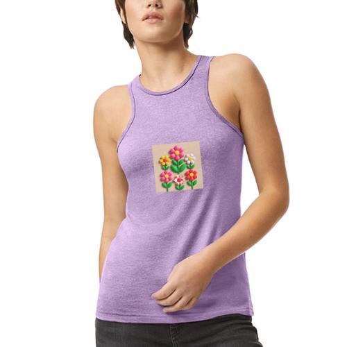 3D Flowers and Butterflies in Amber, Floral Design - American Apparel Women’s Racerneck Tank