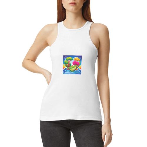 Heart, fantasy, landscapes, nature, fantasy - American Apparel Women’s Racerneck Tank