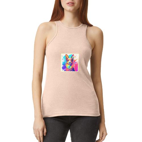 Rainbow Corgi: Pop Art Puppy Joy - American Apparel Women’s Racerneck Tank