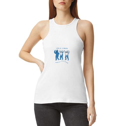 Dancing Sharks, Life Is a Beach - American Apparel Women’s Racerneck Tank
