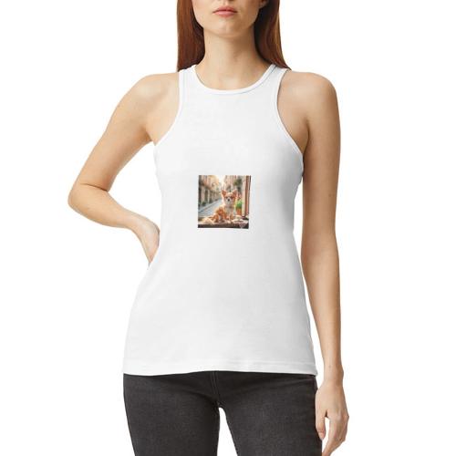 Morning coffee Chihuahua - American Apparel Women’s Racerneck Tank