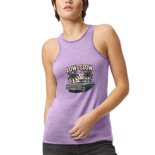 Classic Lowrider Car | Low & Slow Retro T-Shirt - American Apparel Women’s Racerneck Tank