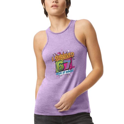 I Survived 67 Days of School T-Shirt – Funny Teach - American Apparel Women’s Racerneck Tank