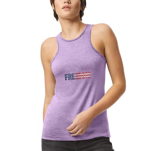 Freedom American Flag Distressed Patriotic Shirt - American Apparel Women’s Racerneck Tank