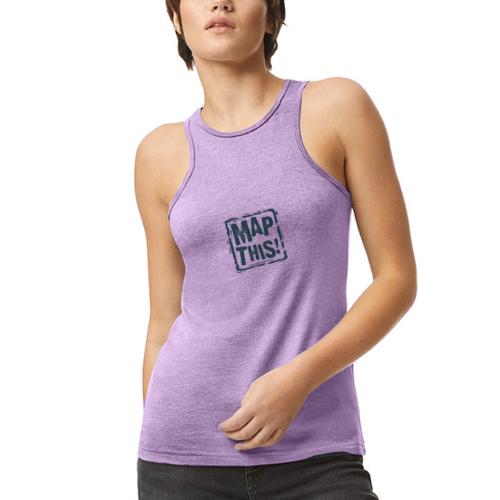 MapThis! Black Stamp Logo - American Apparel Women’s Racerneck Tank