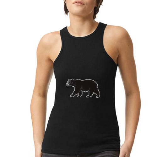 Midnight Black Bear - American Apparel Women’s Racerneck Tank