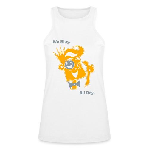 We Slay All Day Shiny Shirt Metallic Silver & Gold - American Apparel Women’s Racerneck Tank