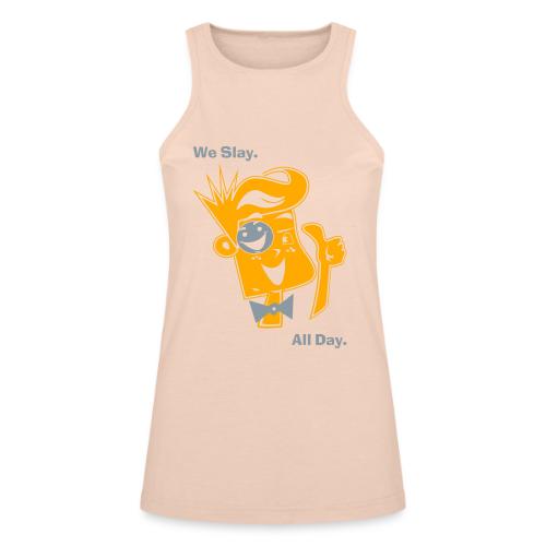 We Slay All Day Shiny Shirt Metallic Silver & Gold - American Apparel Women’s Racerneck Tank