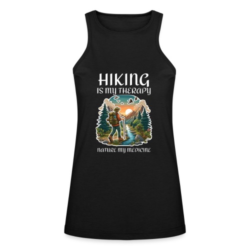 Hiking is my therapy nature my medicine adventure - American Apparel Women’s Racerneck Tank
