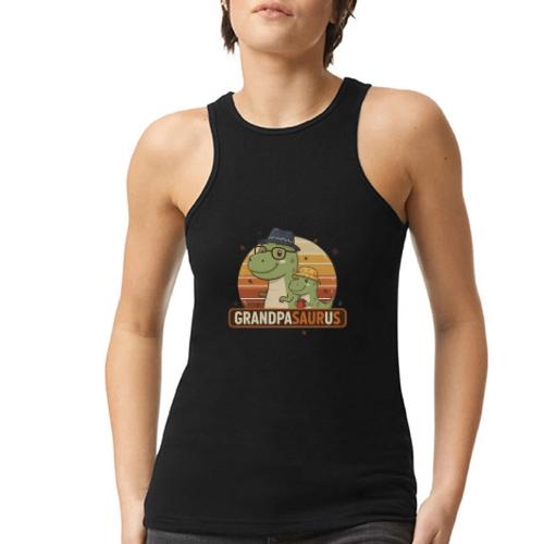 GrandpaSaurus Sunset Duo - American Apparel Women’s Racerneck Tank