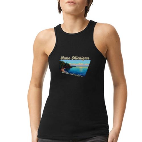 Lake Michigan Unsalted and shark-free - American Apparel Women’s Racerneck Tank