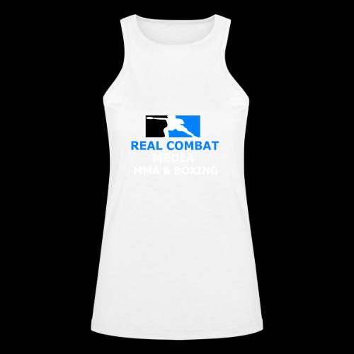 RCM MMA & BOXING Light Blue White Text - American Apparel Women’s Racerneck Tank