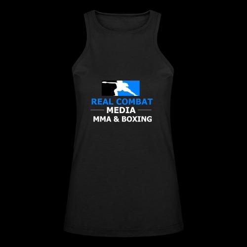 RCM MMA & BOXING Light Blue White Text - American Apparel Women’s Racerneck Tank