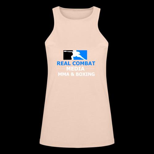 RCM MMA & BOXING Light Blue White Text - American Apparel Women’s Racerneck Tank