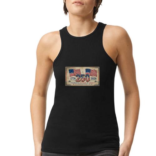 USA 250th Anniversary Flags Emblem - American Apparel Women’s Racerneck Tank