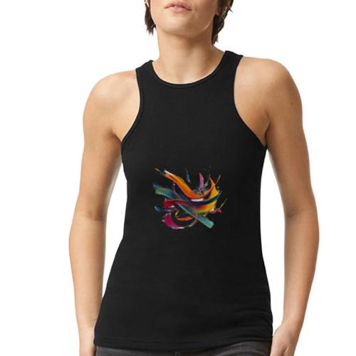 Colorful Waves - American Apparel Women’s Racerneck Tank