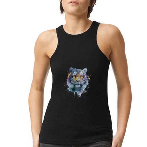 Splash-Art Tiger Face - American Apparel Women’s Racerneck Tank