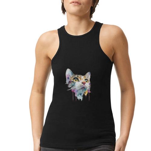 Chromatic Cat Splash - American Apparel Women’s Racerneck Tank