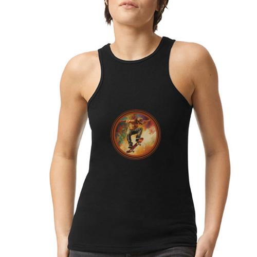 Skateboarding Mode On - American Apparel Women’s Racerneck Tank