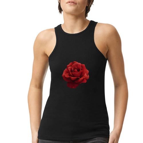 Rose: Crimson Dew Bloom - American Apparel Women’s Racerneck Tank